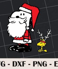 Peanuts Snoopy and Woodstock Santa Antlers, Snoopy Peanuts, Woodstock Reindeer, Christmas, Layered SVG, DXF, PNG, EPS