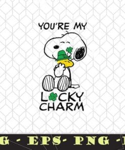 Peanuts Snoopy, You're My Lucky Charm, Snoopy, St. Patrick's Snoopy, Lucky Charm Clover, St. Patrick's Day, Shamrock Layered SVG, DXF, PNG, EPS