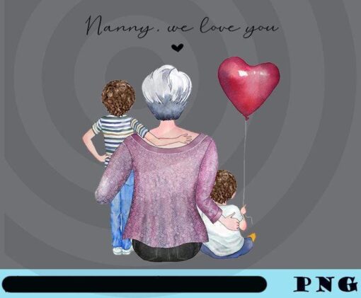 Personalized Grandma Gift, Love Grandparent From Grandchildren,Personalised Nan, Heart Shaped Balloon Customizable PNG