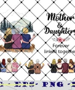 Personalized, Mother And Daughter Forever Linked Together, Family, Mother's Day, Daughter, Mom And Daughter, Family Gift Png