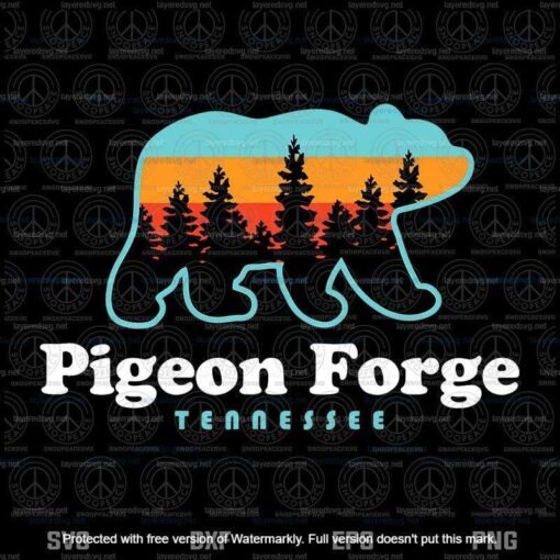 Pigeon Forge TN - Bear Great Smoky Mountains Layered Svg, Svg Eps Png Dxf