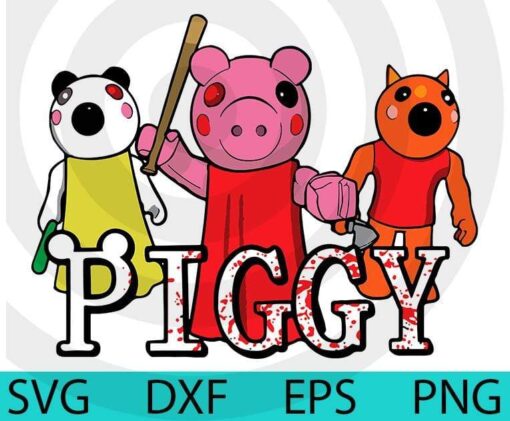 Piggy with Bat - Video Game Pig - Gamer - Survival Rob Lox Customizable Layered Svg, Svg Eps Png Dxf