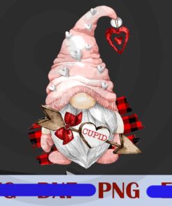 Pink Gnome,Red Buffalo Plaid,God of Erotic Love, Polka dot bowtie, Ranged weapons valentine Customizable Png