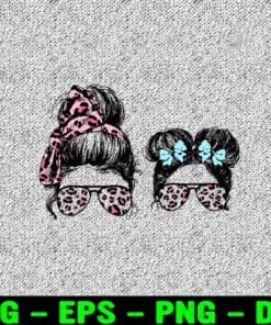 Pink Leopard Skull, Mom Life, Kid Life, Family Matching Gift, Mom And Daughter, Mom Life Skull, Lid Life Skull, Headband And Sunglasses Layered Svg Eps Png Dxf