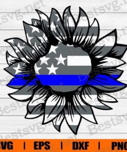 Pocice , Back The Blue Decal , American Flag Sunflower , American Sunflower , Thin Blue Line , Blue Lives Matter , Police , Svg Eps Png