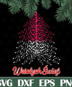 Polish Christmas, Wesolych Swiat, Polish Flag Tree Christmas, Polka Dot Painting Christmas Tree, Polish Gift, Layered SVG, DXF, PNG, EPS