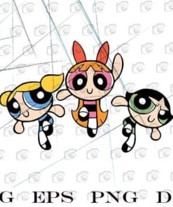 PowerPuff Girls, Blossom, Bubbles, Buttercup, Young Cute Girls, American Series Characters,cartoon, PowerPuff Girls Lovers SVG PNG DXF, EPS, PDF