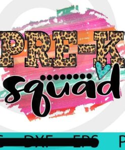 Pre-K Squad Leopard Print Back To School Teacher Student School T-Shirt Customizable PNG