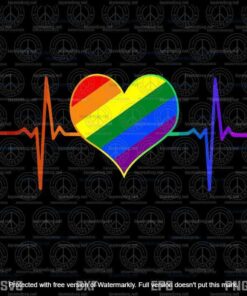 Pride Heart Beat Pulse, LGBTQ Community Pride Month, Rainbow Heartbeat, Gay Pride, Support LGBT Rights, Layered Svg Eps Png Dxf
