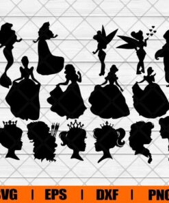Princess Bundle, Disney Princess, Disney Cartoon , Walt Disney, Princess Disney, Cartoon Lover Svg, Svg Eps Png Dxf