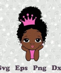 Puff Hair Peekaboo Girl, Princess, Cute black African American kids, African American, Crown, Melanin Princess, Layered SVG, DXF, PNG, EPS