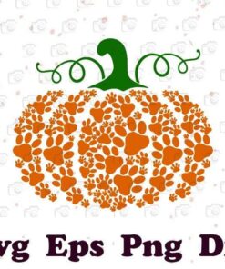 Pumpkin Halloween, Dog Paw Pumpkin, Cat Paw Pumpkin, Happy Halloween, Halloween, Layered Svg Eps Png Dxf