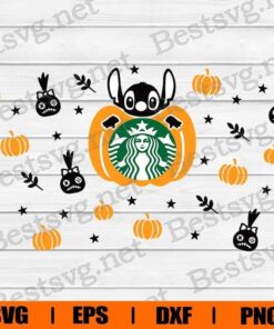 Pumpkin Starbucks Full Wrap For Reusable Venti Cold Cup Halloween, Starbucks Cold Cup , Stitch Cartoon, Disney Cartoon, Svg Eps Png Dxf