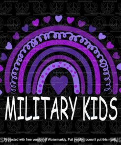 Purple Rainbow Hearts For Military Kids Svg, Purple Up Svg, US Army Veteran Svg, Military Child And Proud Of It, Military Children,Customizable Layered Svg, Png, Dxf, Eps