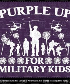Purple Up For Military Kids Dandelion Svg, Military Child And Proud Of It, US Army Veteran Svg, Military Brat Svg, Customizable Layered Svg, Png, Dxf, Eps