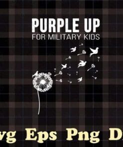 Purple Up For Military Kids, Soldier Dandelion, Pretty Gift For Friend, Soldier Dandelion, White Dandelion, flower, Layered SVG, DXF, PNG, EPS