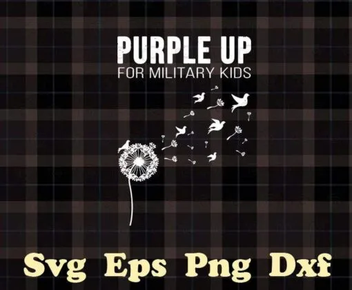 Purple Up For Military Kids, Soldier Dandelion, Pretty Gift For Friend, Soldier Dandelion, White Dandelion, flower, Layered SVG, DXF, PNG, EPS