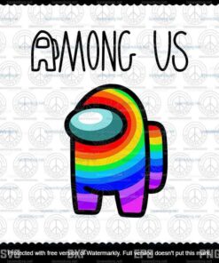 Rainbow Among Us Svg, Funny Game Svg,Among Us Customizable Layered Svg, Svg Eps Png Dxf