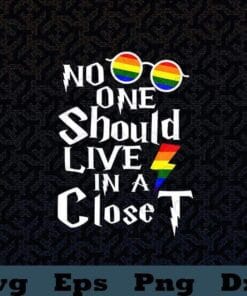 Rainbow Glasses, No One Should Live In A Closet, LGBT Gay Pride Rainbow, Pride LGBT, Gay Pride Month, SVG PNG DXF, EPS, PDF