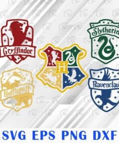 Ravenclaw Hufflepuff, Slytherin Gryffindor, Harry Potter Bundle Logo,Film,SVG PNG DXF, EPS, PDF