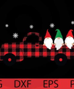 Red plaid car, Christmas gnomes, Happy Christmas, Cute sweet Funny Gnomes Customizable Layered Svg, Svg Eps Png Dxf