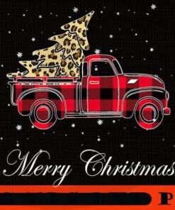 Red plaid Truck With Merry Christmas Tree and leopard plaid Essential , Happy Christmas Christmas Truck X-mas, Christmas Day, Cute Christmas Gift, Customizable PNG