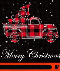 Red plaid Truck With Merry Christmas Tree Essential, Happy Christmas Christmas Truck X-mas, Christmas Day, Cute Christmas Gift, Customizable PNG