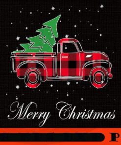 Red plaid Truck With Merry Christmas Tree Essential, Happy Christmas Christmas Truck X-mas, Christmas Day, Cute Christmas Gift, Customizable PNG