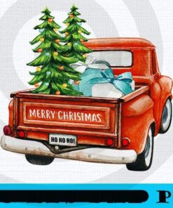 Red Truck Pick Up Christmas Tree Essential, Happy Christmas X-mas, Christmas Truck, Christmas Day, Christmas Gift, Customizable PNG