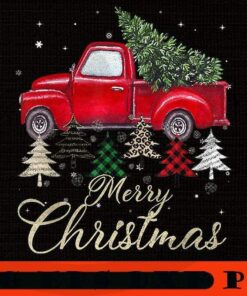 Red Truck With Buffalo Plaid And Leopard Christmas, Happy Christmas X-mas, Cute Christmas Truck, Christmas Day, Christmas Gift, Customizable PNG