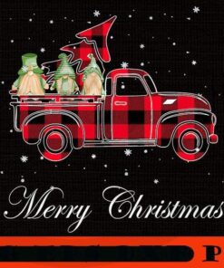 Red Truck With Merry Christmas Tree and Three Gnomes, Happy Christmas Christmas Truck X-mas, Christmas Day, Cute Christmas Gift, Customizable PNG
