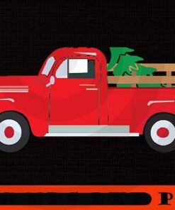 Red Truck with Tree Sticker Sticker, Happy Christmas X-mas, Christmas Truck, Christmas Day, Christmas Gift, Customizable PNG