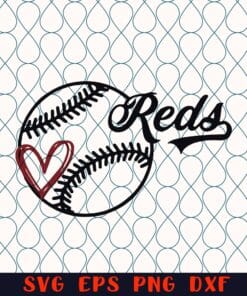 Reds Love Baseball,Heart Ball, Baseball Lover, Baseball Fans, Baseball Mom, Baseball, Cincinnati Reds, Reds iron on layered Svg, Svg Eps Png Dxf