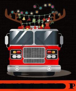Reindeer Fire Truck Funny Merry Christmas, Happy Christmas X-mas, Cute Christmas Truck, Christmas Day, Christmas Gift, Customizable PNG
