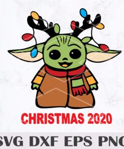 Reindeer Yoda, Baby Yoda Christmas, Yoda, Merry Christmas, Funny Christmas, Christmas, Christmas 2020 Layered SVG, DXF, PNG, EPS