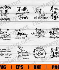 Religious Bundle, Bundle , Bible Verse , Religion Sign, Christian , Faith Over Fear , Jesus , God , Svg Eps Png Dxf
