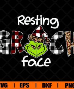 Resting Grinch Face , Merry Christmas , Grinch Christmas , Caro leopard Prit, Grinch Lover Svg Eps Png Dxf