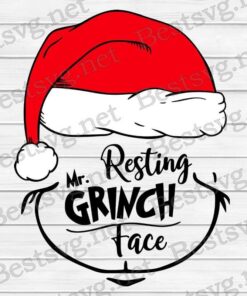 Resting Mr Grinch Face, Grinch Christmas, Grinch Lovers, Grinch head, Christmas hat Svg Eps Png Dxf