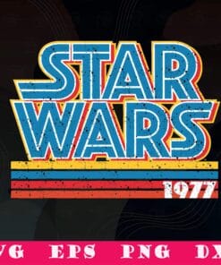 Retro Star Wars, Super Retro Striped Logo, Vintage 1977 Graphic, 2021 Anniversary, Star Wars Fan, SVG PNG DXF, EPS, PDF
