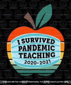 Retro Vintage Apple, I Survived Pandemic Teaching 2020 2021, Teacher Life, Survivor, Teaching, Layered Svg Eps Png Dxf