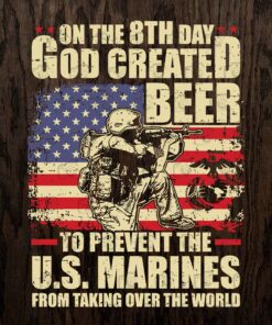 Retro Vintage On The 8th day God Created Beer To Prevent The US Marines, America veteran, American Flag, SVG PNG DXF, EPS, PDF