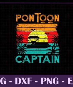 Retro Vintage Style Pontoon Boat, Pontoon Captain, Tropical Beach, Love Boating, Summer Vacation, SVG PNG DXF, EPS, PDF
