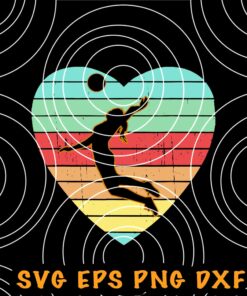 Retro Volleyball, Vintage Valentine Day Heart, Gift For Volleyball Fans, Couple Shirt, Love Volleyball, Happy Valentine SVG PNG DXF, EPS, PDF