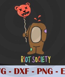 Riot Society Bear Balloon Head T-Shirt Customizable Layered Svg, Svg Eps Png Dxf