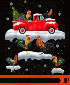Rooster Driving Christmas Tree Red Truck, Happy Christmas X-mas, Cute Christmas Truck, Christmas Day, Christmas Gift, Customizable PNG