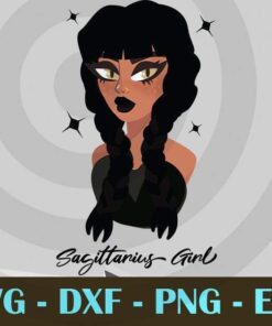 Sagittarius Girl Zodiac cute Girl Watercolor Design Bundles Customizable Layered Svg, Svg Eps Png Dxf