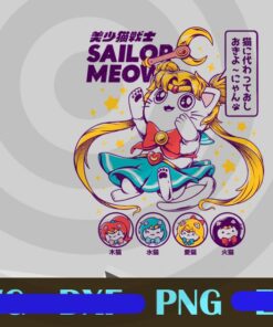 Sailor Meow, Kawaii Magical, Japanese Culture, So Cute, Anime, Colorful, Sailor Cat Fan, Sailor Lovers Customizable PNG