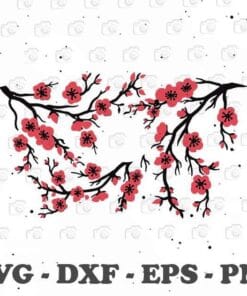 Sakura Full Wrap, Japanese Cherry Blossom, Pink Sakura, Sakura Lovers,Cherry Blossom, Spring floral , flower, SVG PNG DXF, EPS, PDF