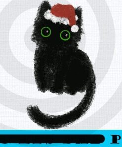 Santa Cat Sticker, Merry Christmas, Christmas Cat, Christmas Day Customizable PNG