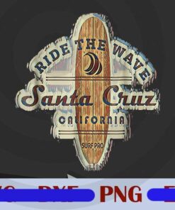 Santa Cruz, Surfer Surfboard Vintage, Beach Lover, Ride The Wave, Love Surfing, Sport Customizable Layered Png